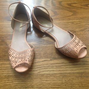 Cream peep toe flats